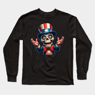 Sugar Skull Uncle Sam - Viva Independence, Day of the Dead Edition Long Sleeve T-Shirt